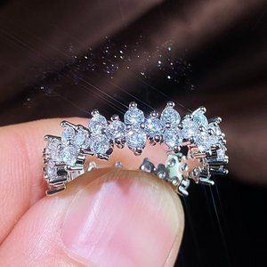 🍁 Hot Shiny Moissanite Zircon Eternity Rings for Women, PD570